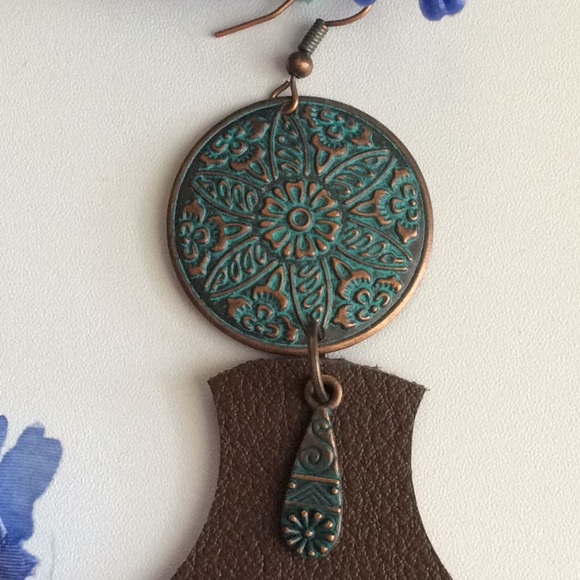 Bohemian Earrings Leather - Picture 4 of 8